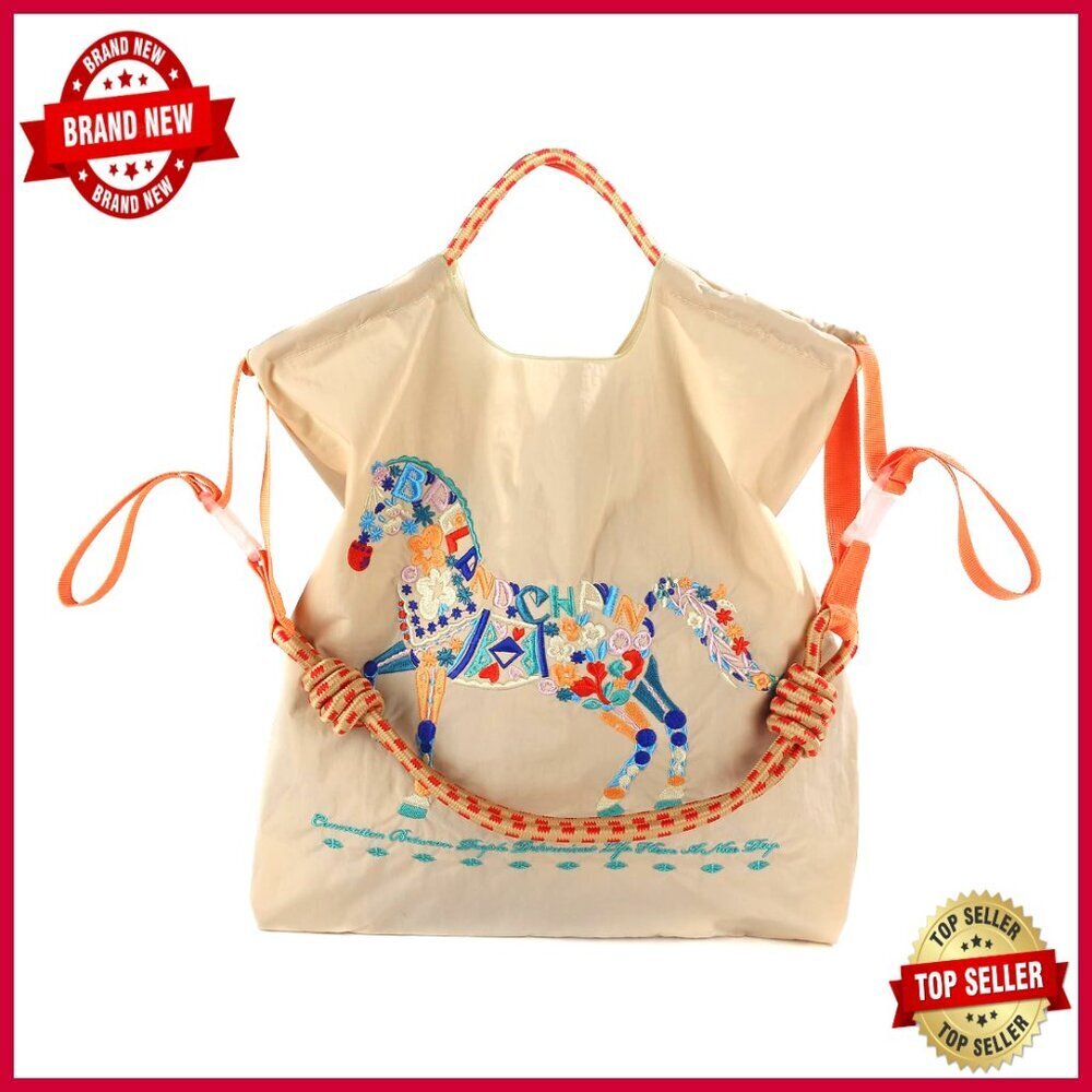 Large Nylon Tote Bag with Adjustable Straps, Water-Resistant Beach Bag